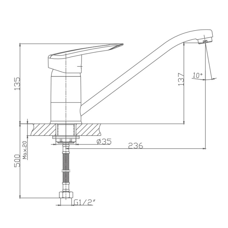 Смеситель для кухни Haiba HB4907, хром