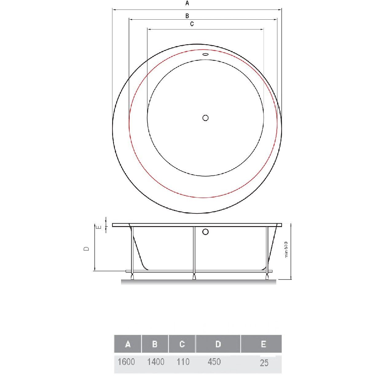 Ванна акриловая встраиваемая Vayer BOOMERANG Гл000010857, 160x160