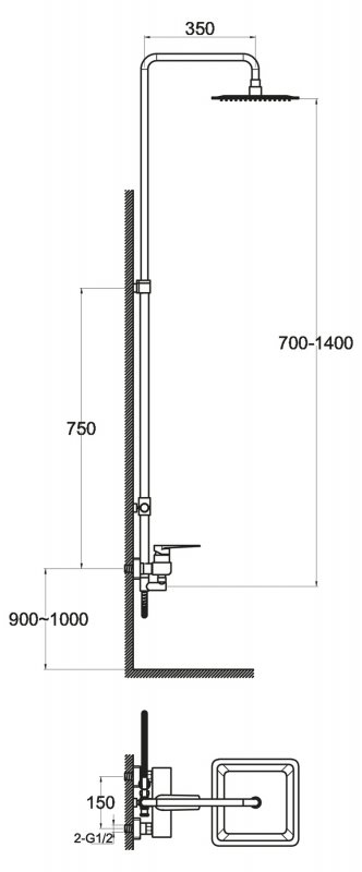 Душевая стойка BelBagno Carin CAR-DOCM-CRM хром