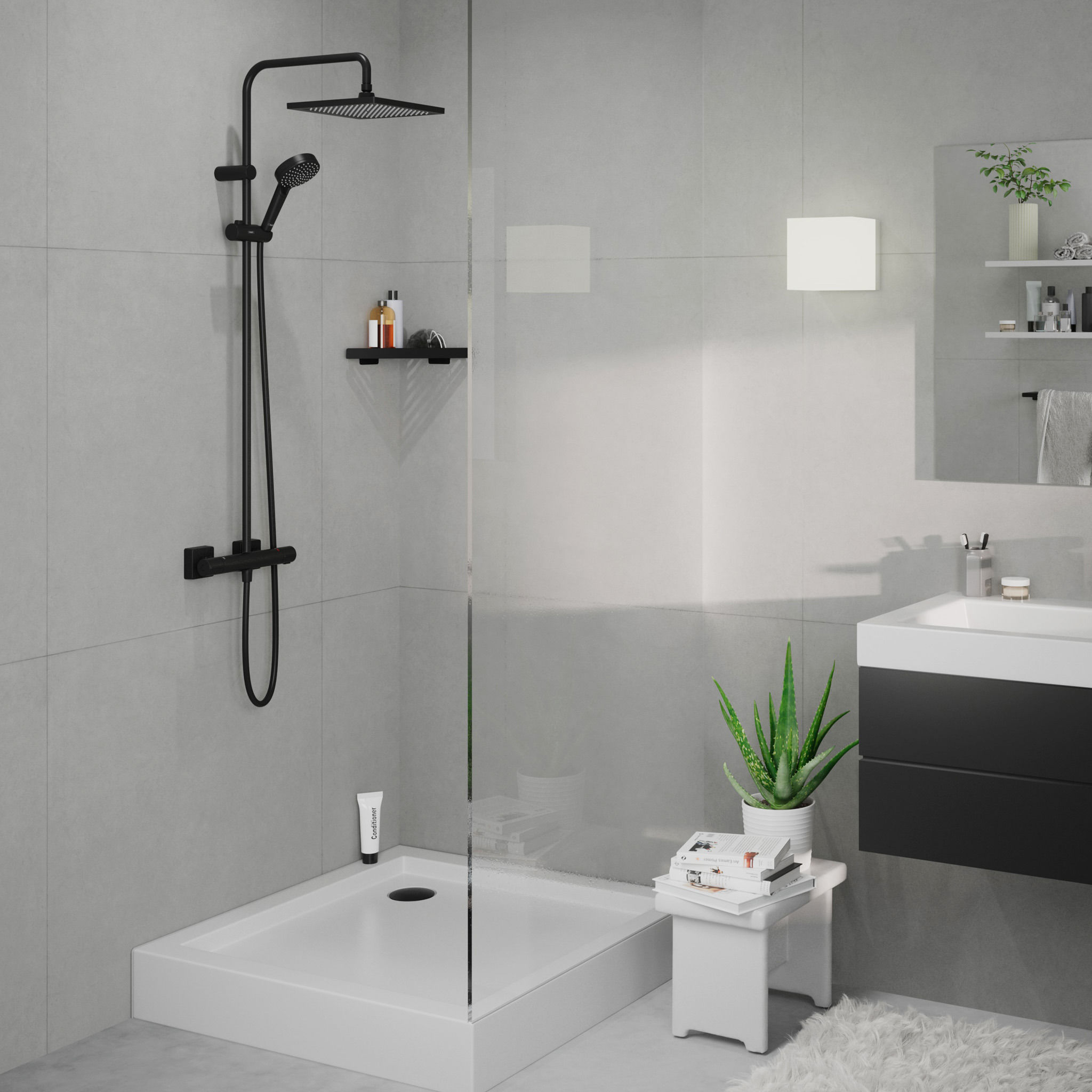 Душевая стойка Hansgrohe Vernis Shape 26427670 черный матовый
