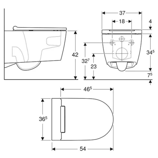 Унитаз подвесной безободковый Geberit One 500.202.01.1 с сиденьем микролифт
