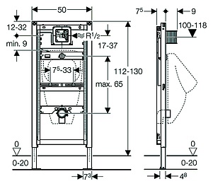 Инсталляция для писсуаров Geberit Duofix 111.616.00.1