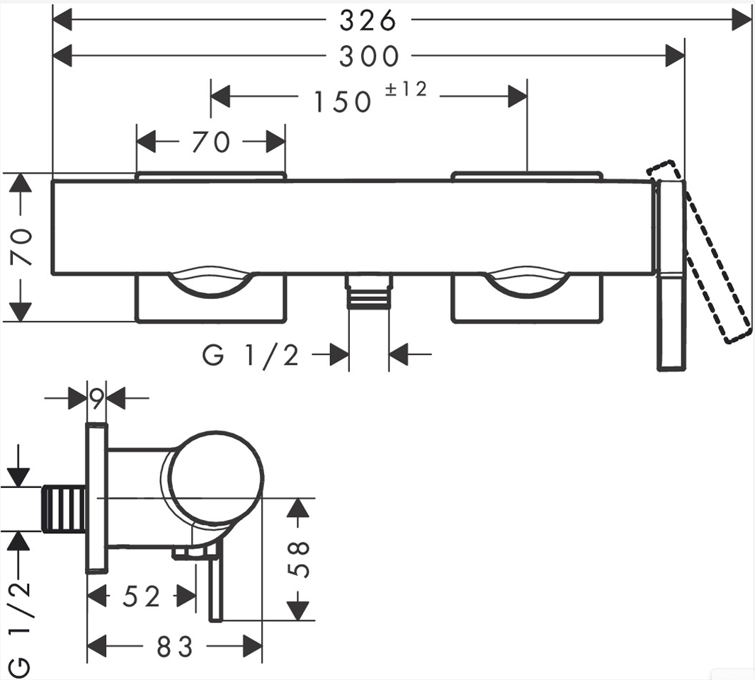 Смеситель для душа Hansgrohe Tecturis E 73620000 хром