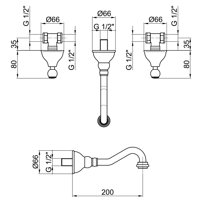 Смеситель для раковины Webert Dorian DO750404010, золото