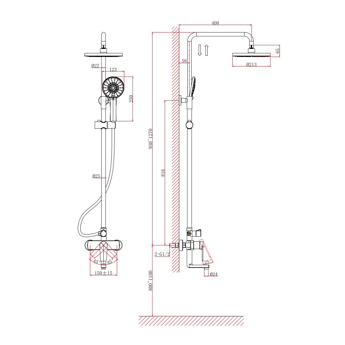 Душевая система D&K Bayern.Fürth DA1523701B18, хром