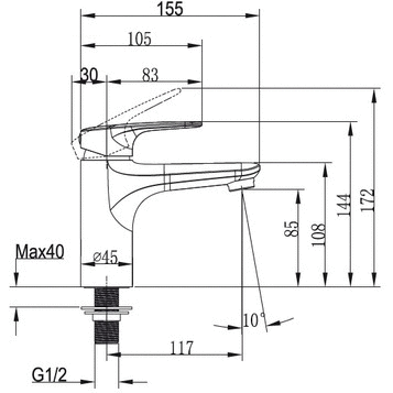Кран для раковины Villeroy & Boch O.Novo Start TVW10500111061 хром