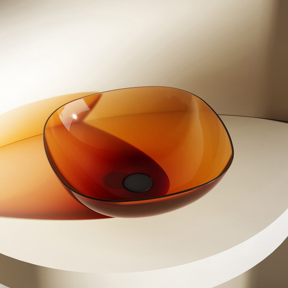 Раковина накладная 43см ABBER Kristall AT2806Opal коричневый