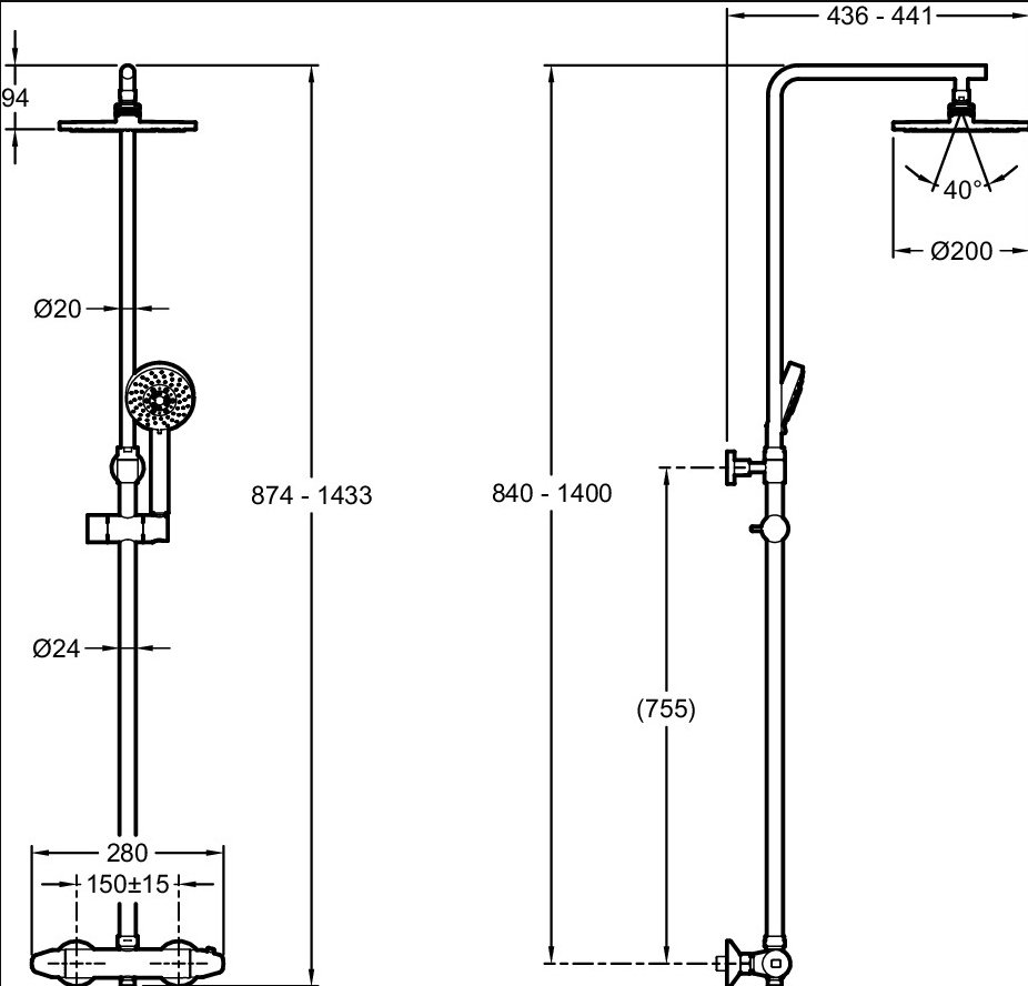 Душевая стойка Jacob Delafon Brive E24322-CP