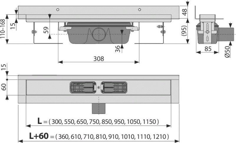 Душевой лоток Alcaplast Wall APZ16-300 без решетки
