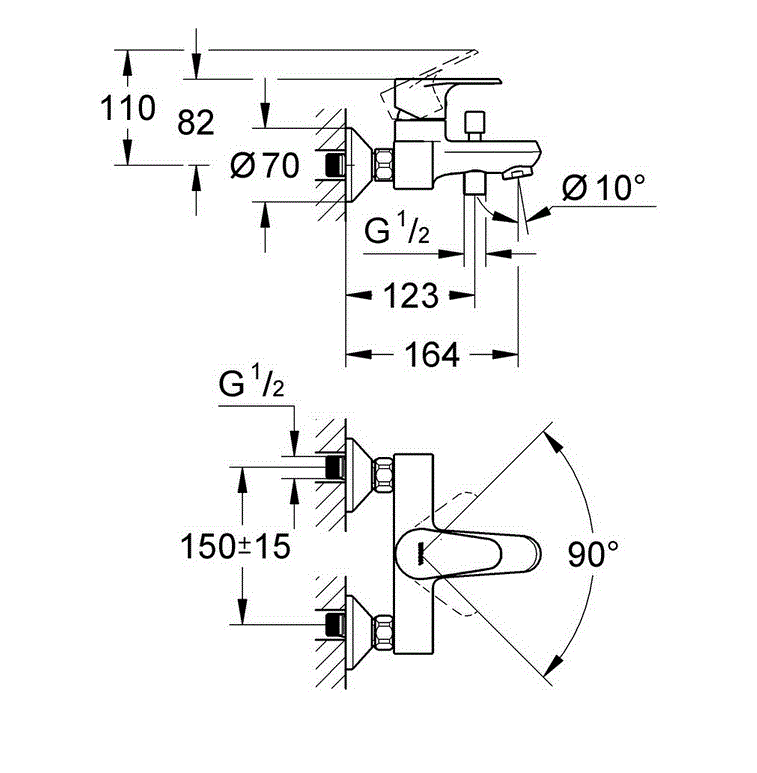 Смеситель для ванны с душем Grohe Vigour Clivia 75144026 хром