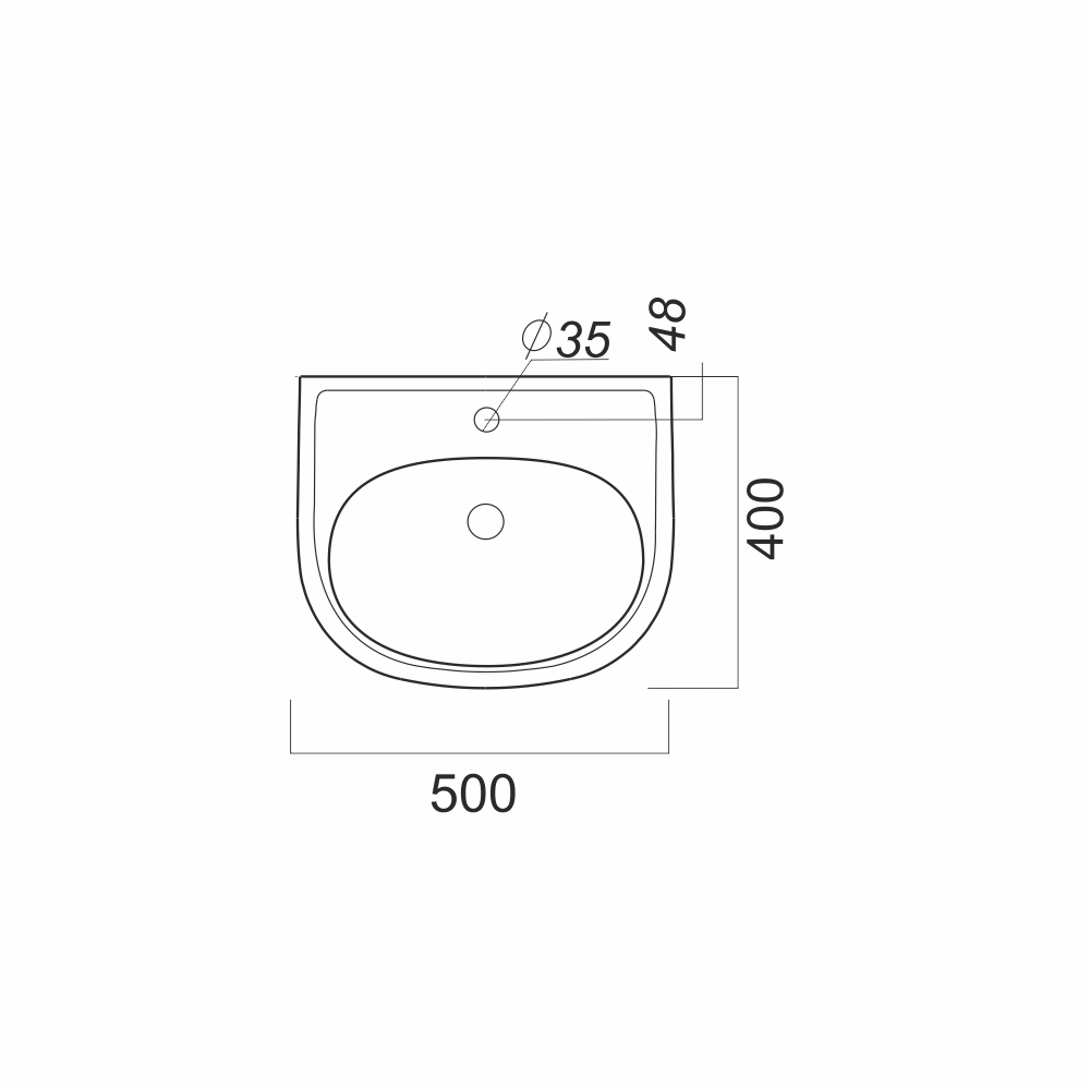 Раковина подвесная 50см Sanita Комфорт CMFSAWB01 белый