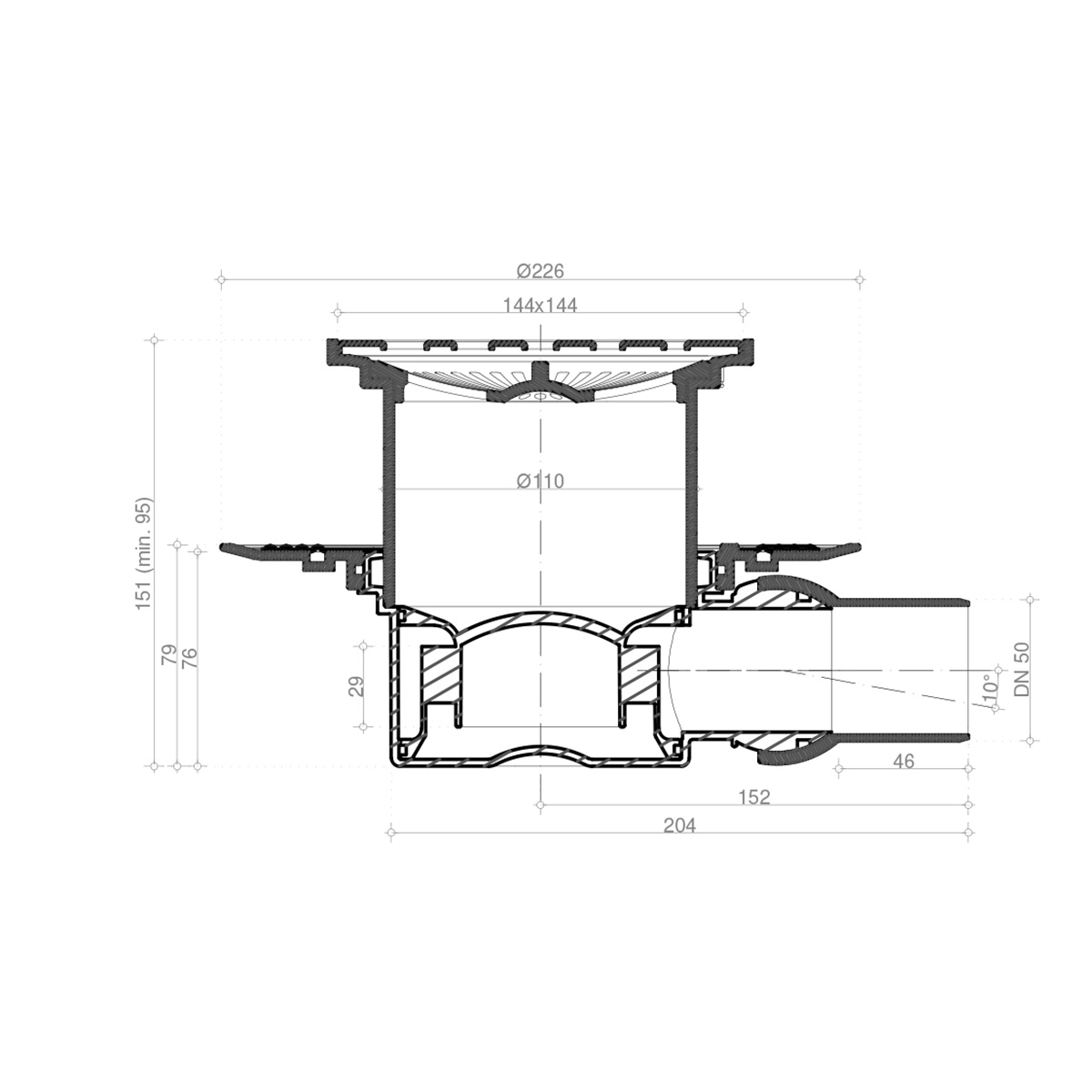 Душевой трап Pestan Confluo Standard 13000001 с решеткой