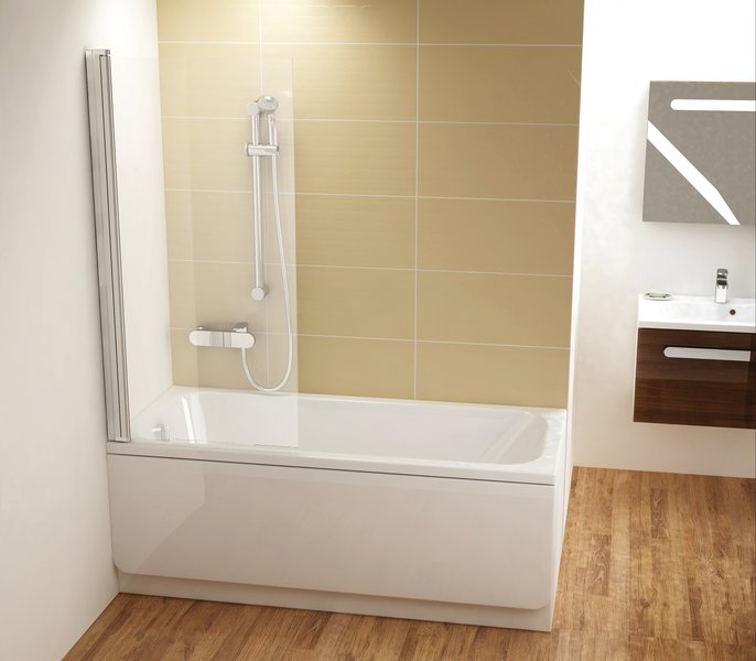 Шторка для ванны Ravak Chrome CVS1-80 L белая +стекло Transparent