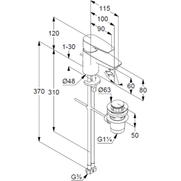 Смеситель для раковины Kludi Pure&Solid 343850575 хром