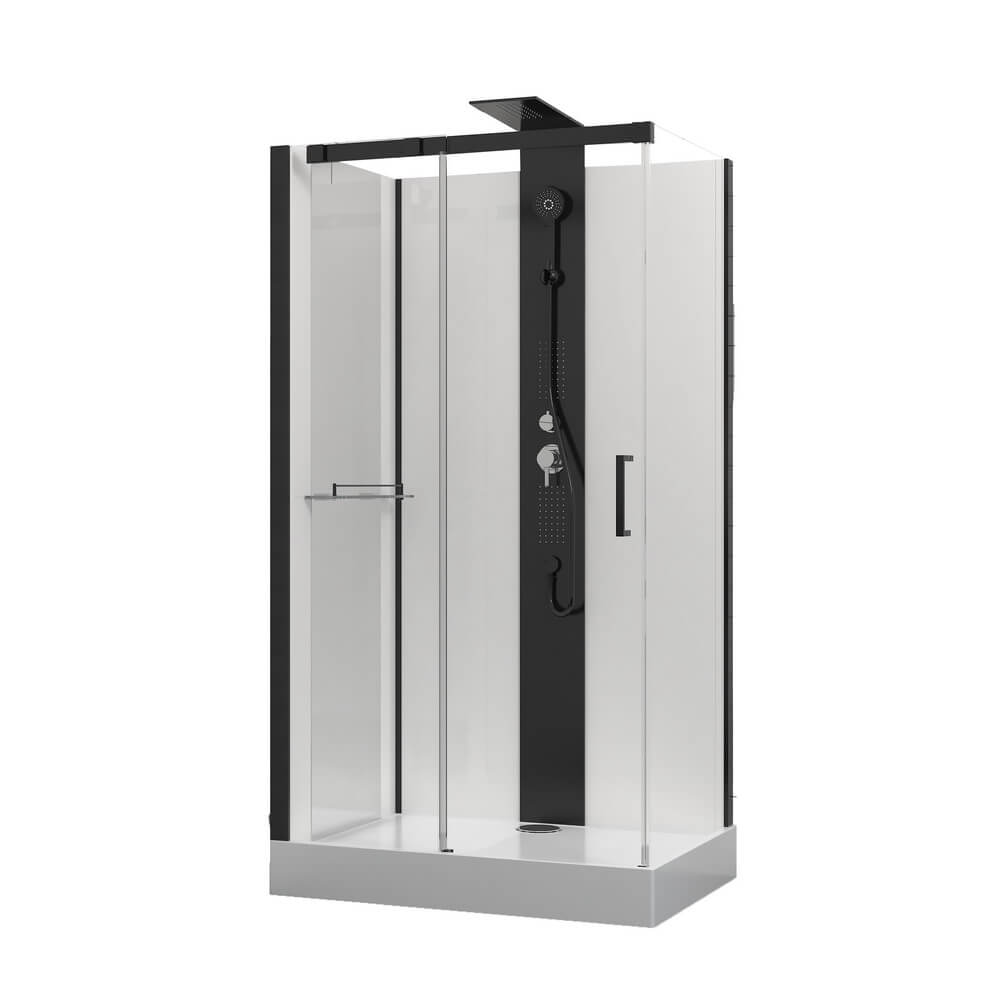 Душевая кабина Black&White G8708 110x80x217 профиль черный матовый, стекло прозрачное