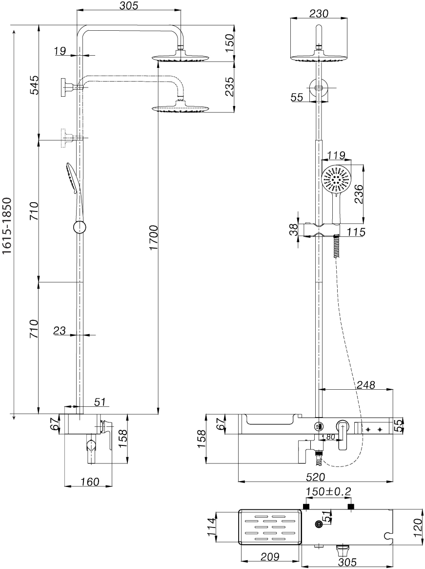 Душевая стойка Lemark Tropic LM7007C хром