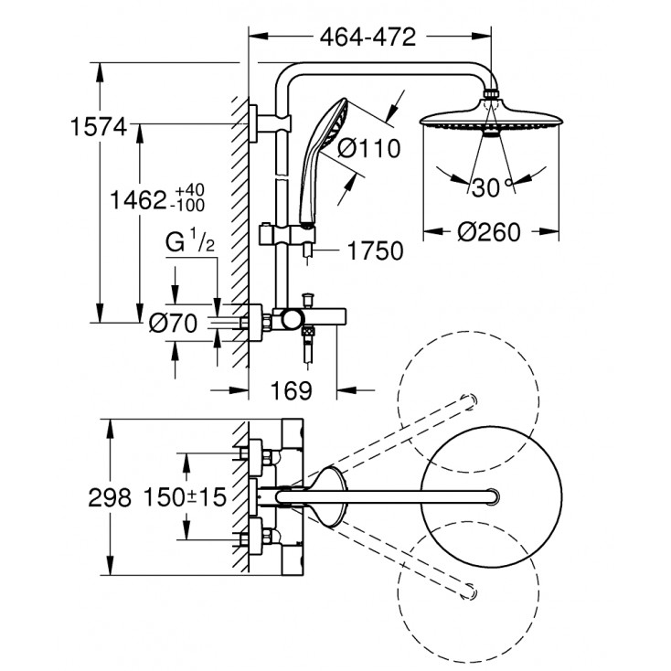 Душевая стойка Grohe Euphoria System 27475002 хром