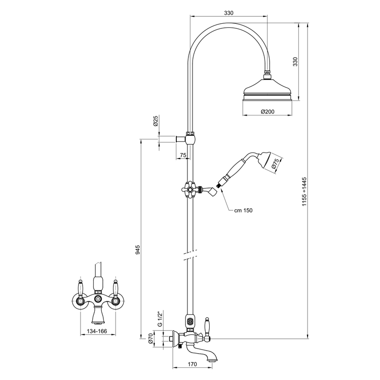 Душевая стойка Webert Dorian DO721208015 хром