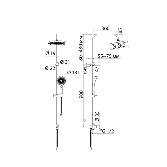 Душевая стойка IDDIS SpaHome SPA3F0Ci76 хром