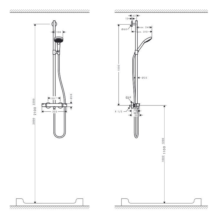 Душевая стойка Hansgrohe Croma Select S 27248400 хром;белый