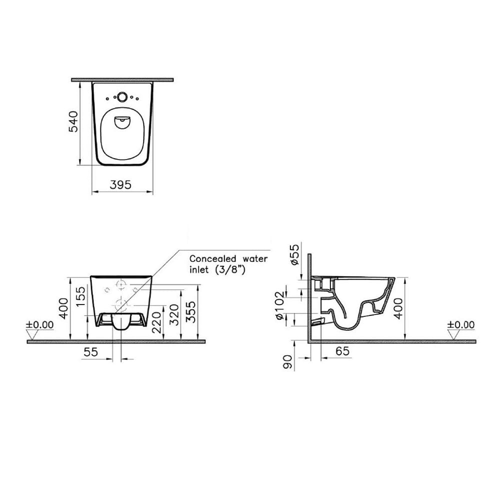 Унитаз подвесной безободковый Vitra Equal 7245B403-0075 белый, без сиденья
