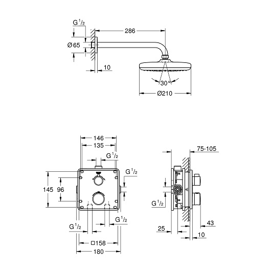 Встраиваемая душевая система Grohe Grohtherm 34728000 хром