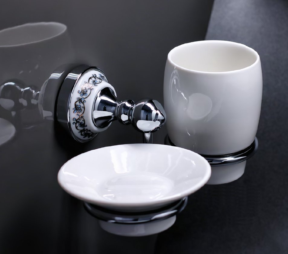 Стакан для зубных щеток с мыльницей Fixsen Bogema FX-78506+08 Хром Белый