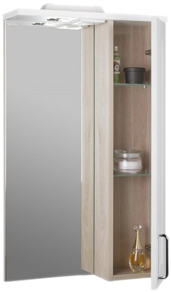Зеркальный шкаф Iddis Sena 50 с подсветкой Белый Светлое дерево