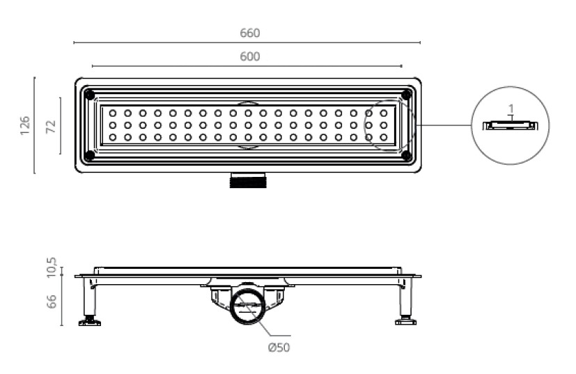 Душевой трап CTESI FLOW ROUND GOLD 60 см. (золото)