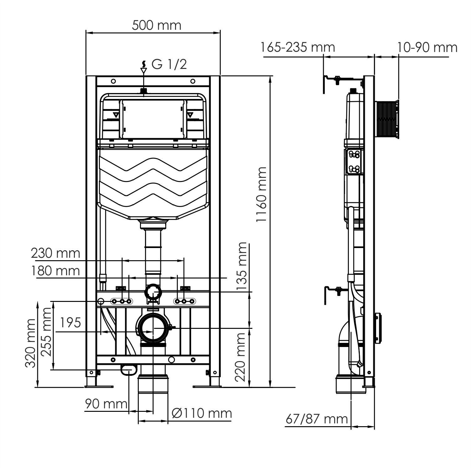 Готовое решение для подвесных унитазов WasserKraft Aller 10 10TLT.010.ME.MG01 панель смыва золото матовое