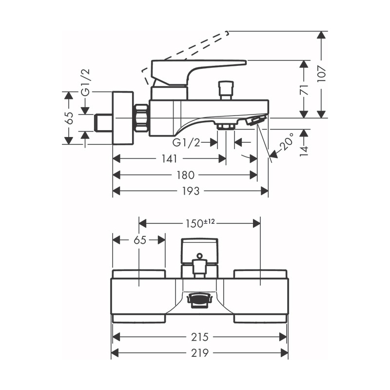 Смеситель для ванны с душем Hansgrohe Metropol 32540340 хром черный шлифованный