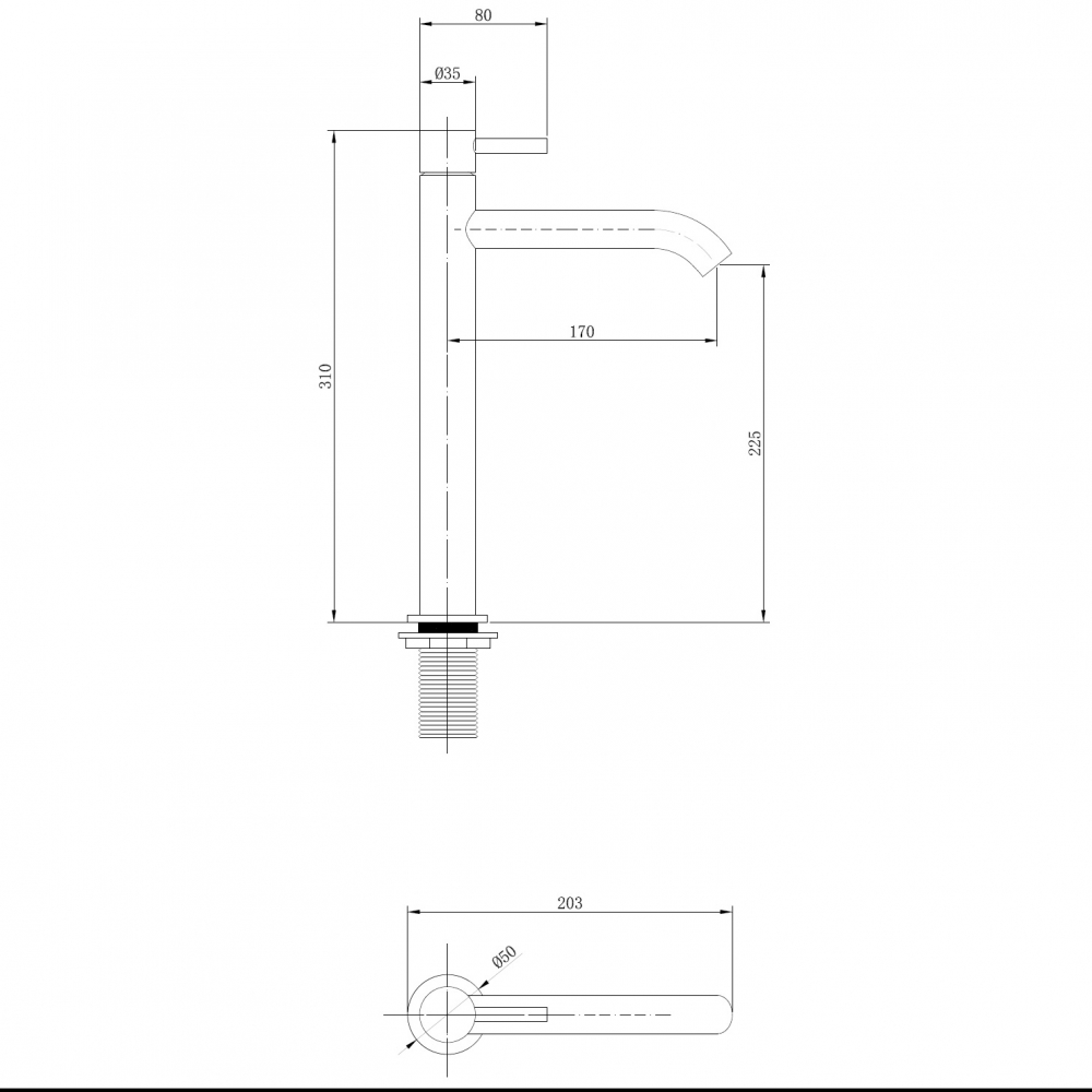 Смеситель ABBER Wasser Kreis AF8111 для накладной раковины, хром