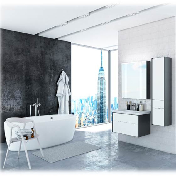 Зеркальный шкаф Roca Ronda 80 с подсветкой ZRU9302970 Белый глянец Серый матовый