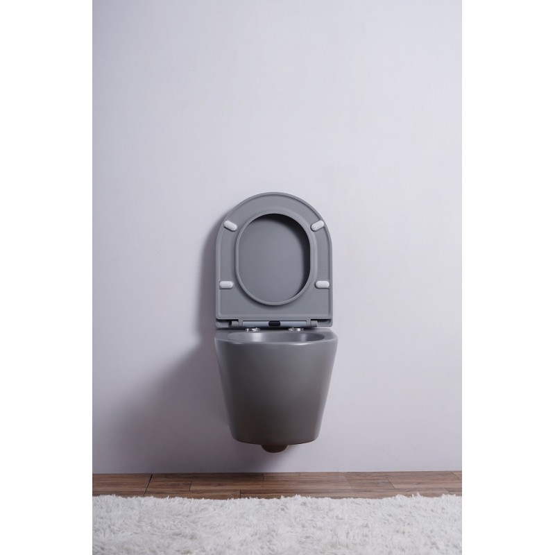 Унитаз подвесной Esbano AZALEA серый матовый, с сиденьем микролифт