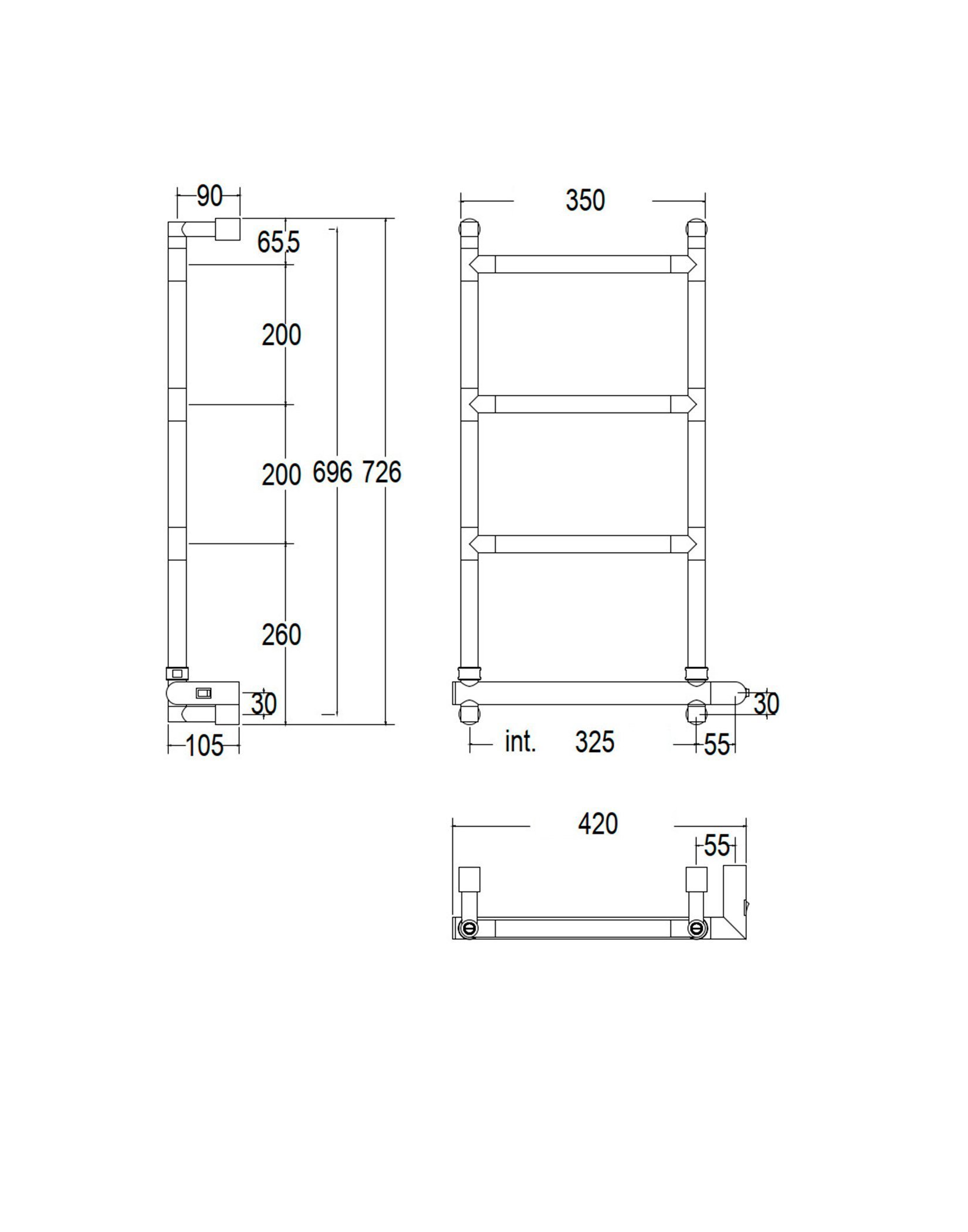 Полотенцесушитель электрический Margaroli Sereno 582-4 5823204CRNB 726х420 хром