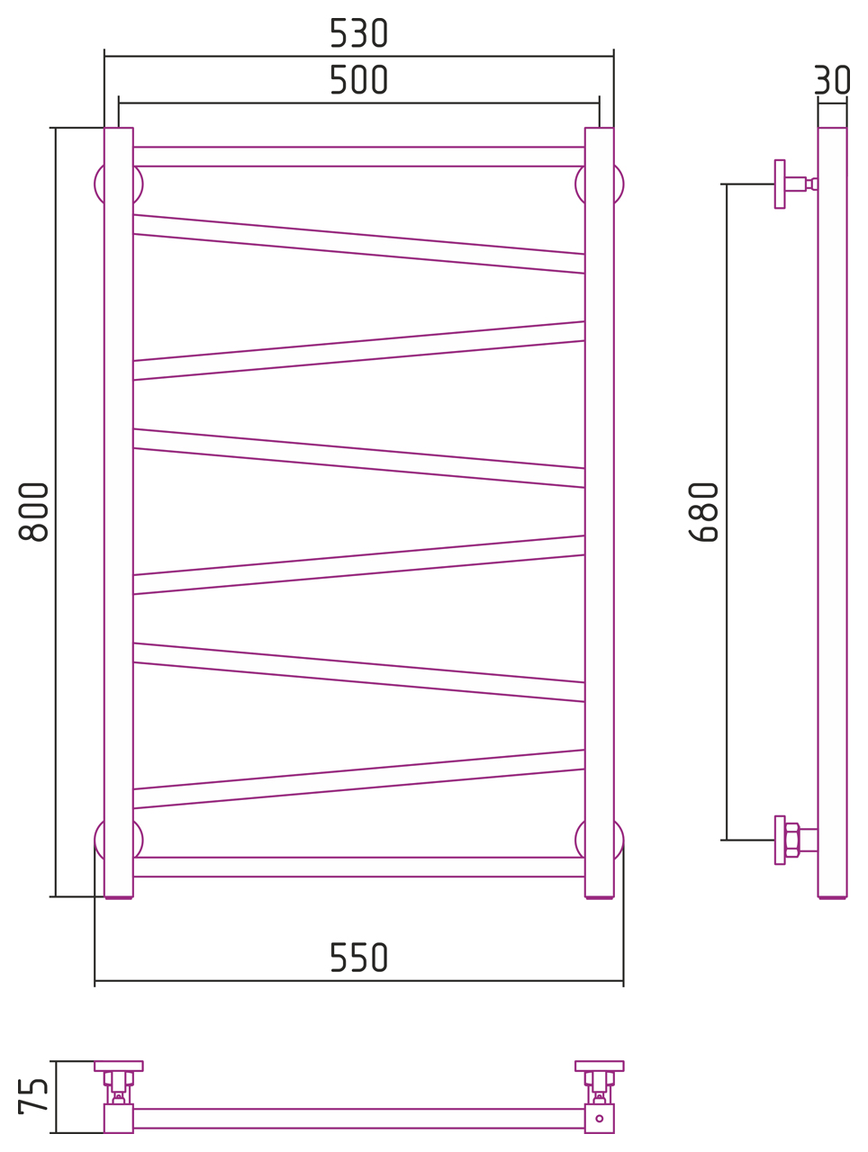 Полотенцесушитель водяной Сунержа Сирокко 80х50 золото
