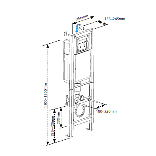 Комплект Cersanit PARVA CO DPL EO инсталляция BLACK кнопка LEON пластик хром глянцевый