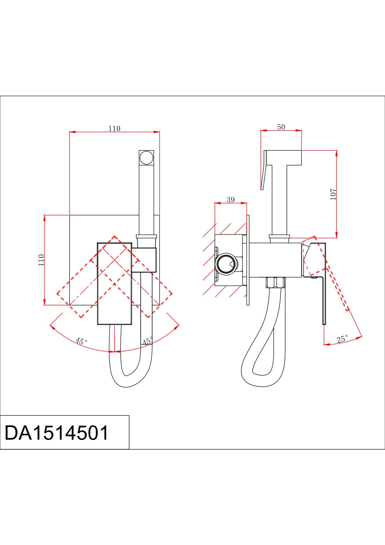 Гигиенический душ со смесителем D&K Bayern.Liszt DA1514507, золото матовое