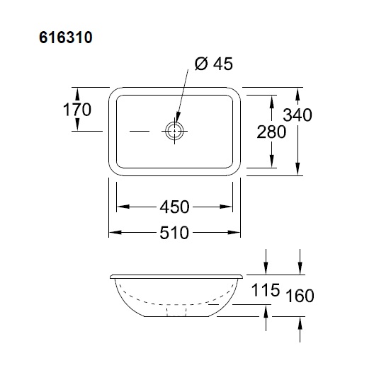 Раковина встраиваемая снизу 51см Villeroy & Boch Loop & Friends 61631001 alpin