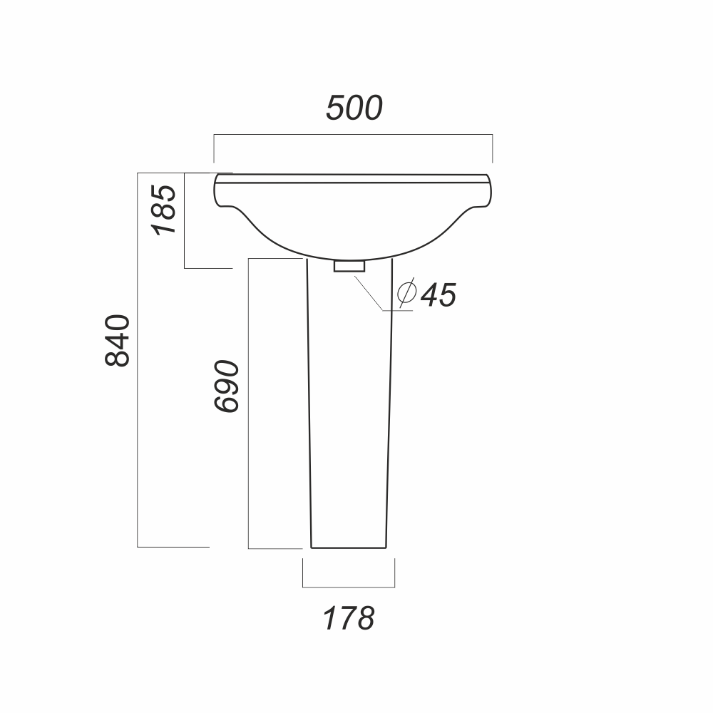 Раковина подвесная 50см Sanita Комфорт CMFSAWB01 белый