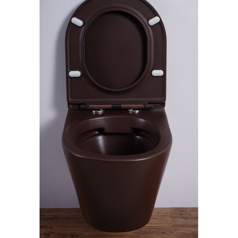 Унитаз подвесной Esbano CLAVEL коричневый матовый, с сиденьем микролифт
