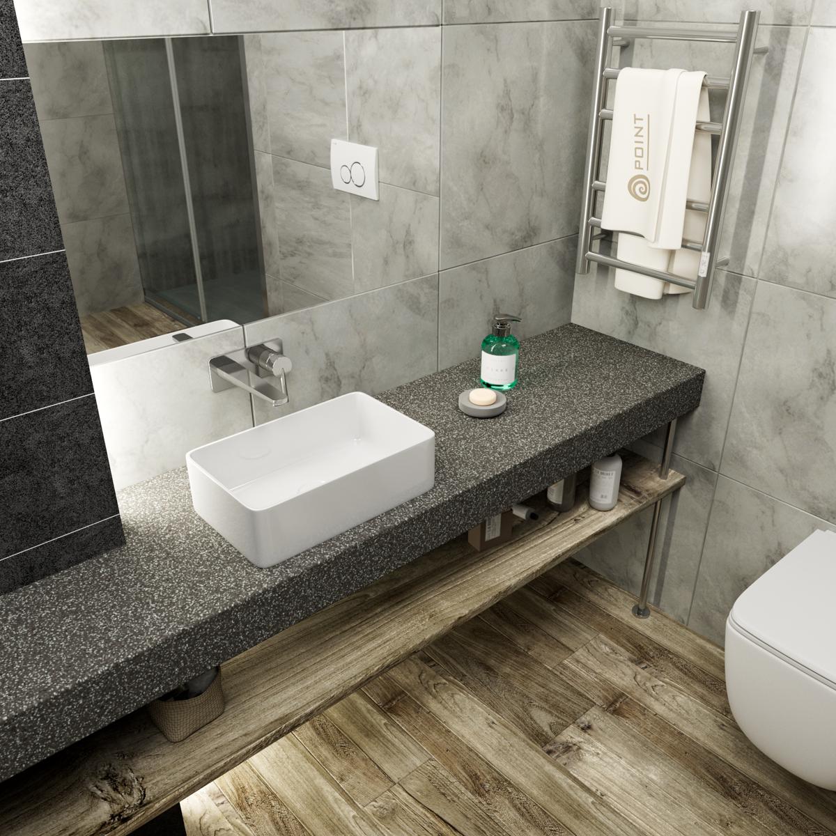 Раковина накладная 38см Point Аврора PN43102 белый