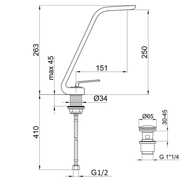Смеситель для раковины Webert Wolo WO830402015, хром