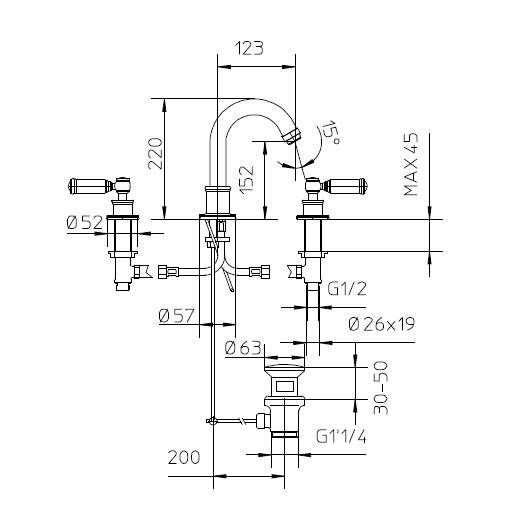 Смеситель для раковины Bossini Liberty Z001302.030 хром