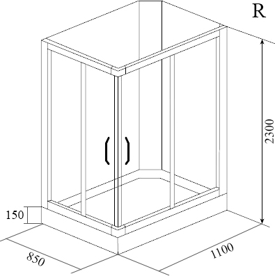Душевая кабина Timo Lux TL-1504 R 110x85x230 профиль хром глянцевый, стекло прозрачное