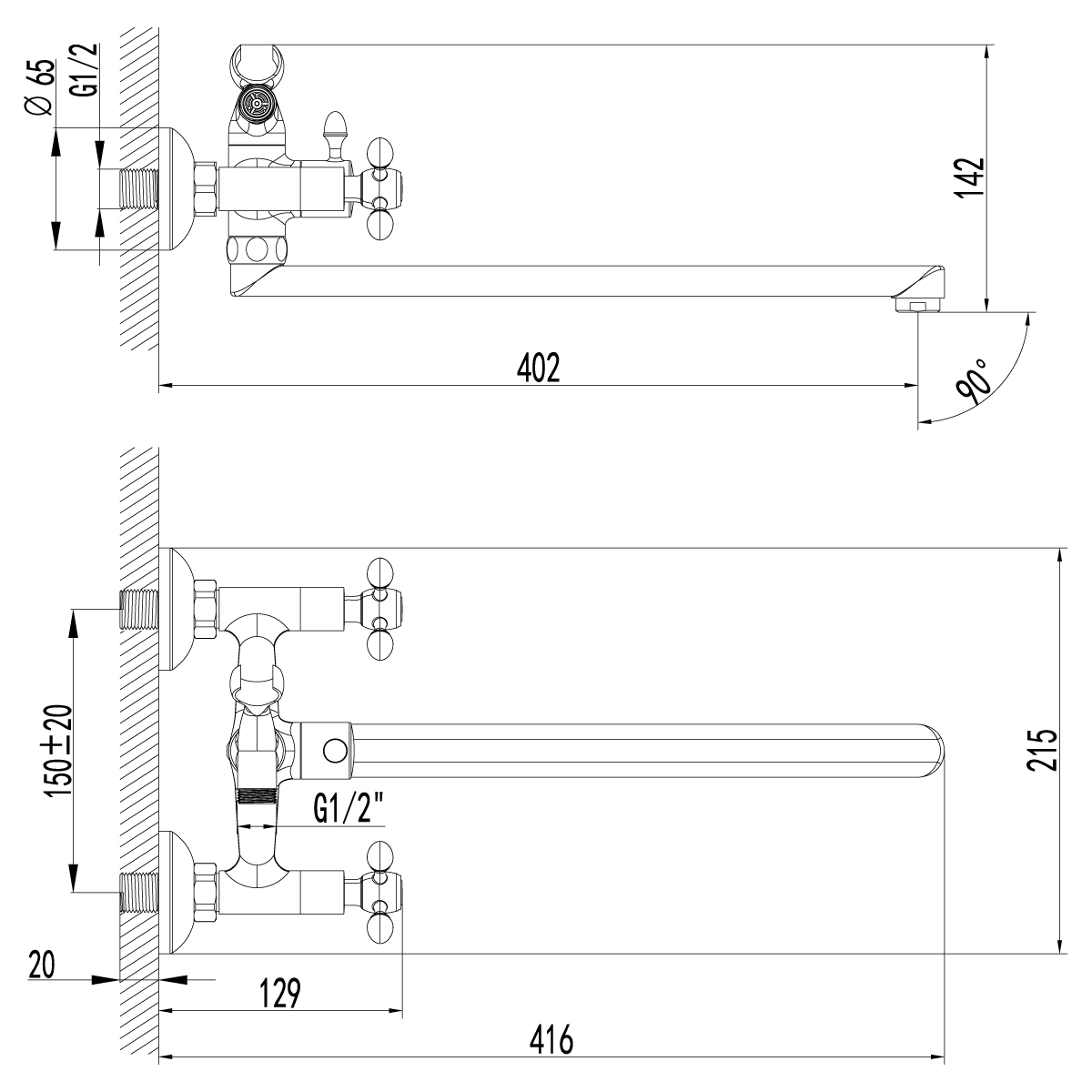 Смеситель для ванны с душем Lemark Vista LM7651C хром