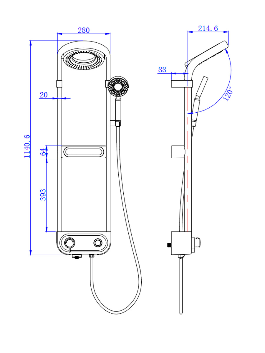 Душевая стойка с термостатом AQUAme AQM8004W белый матовый