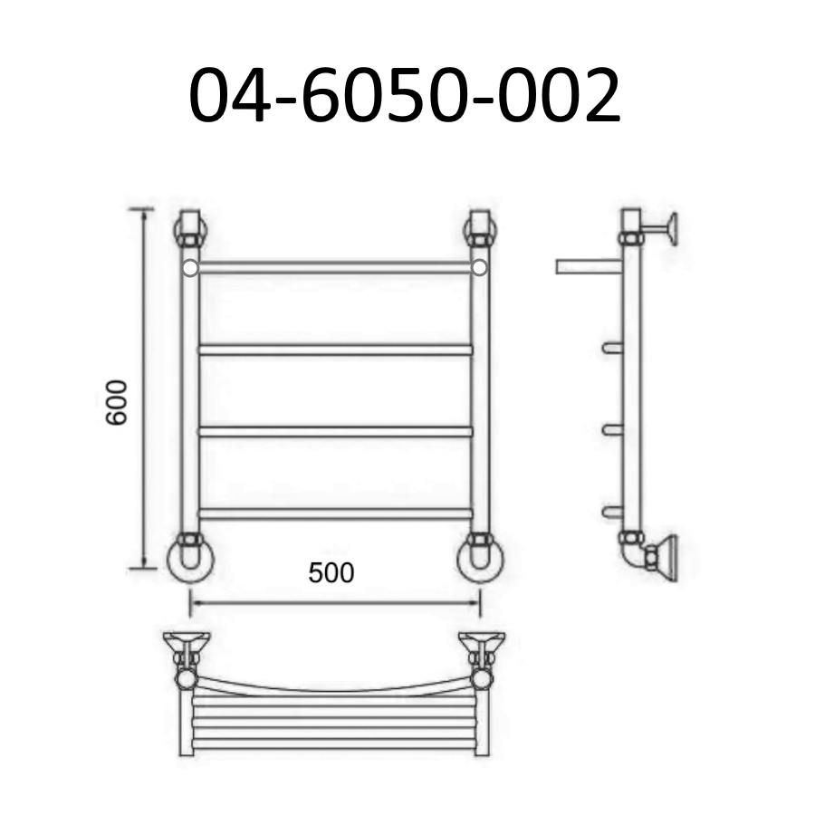 Полотенцесушитель водяной с полкой Маргроид Вид 4 60х50 хром