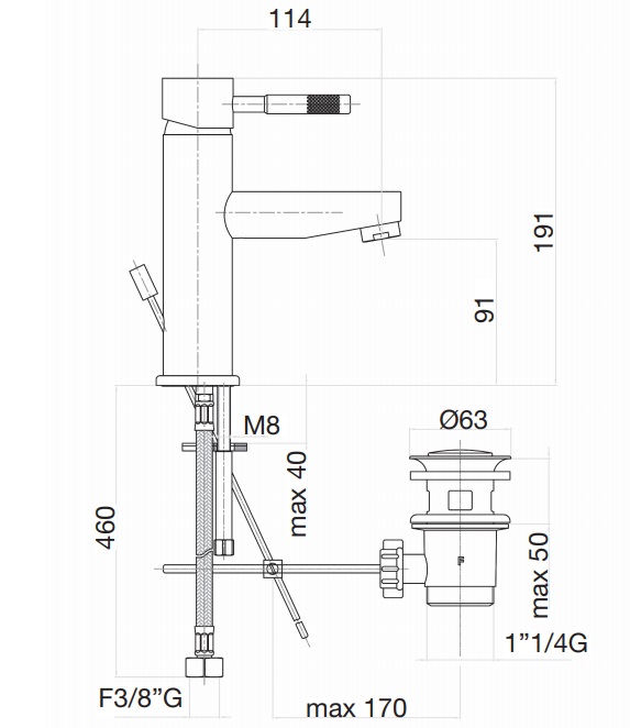 Смеситель для раковины Webert Rimini RI830102560, черный