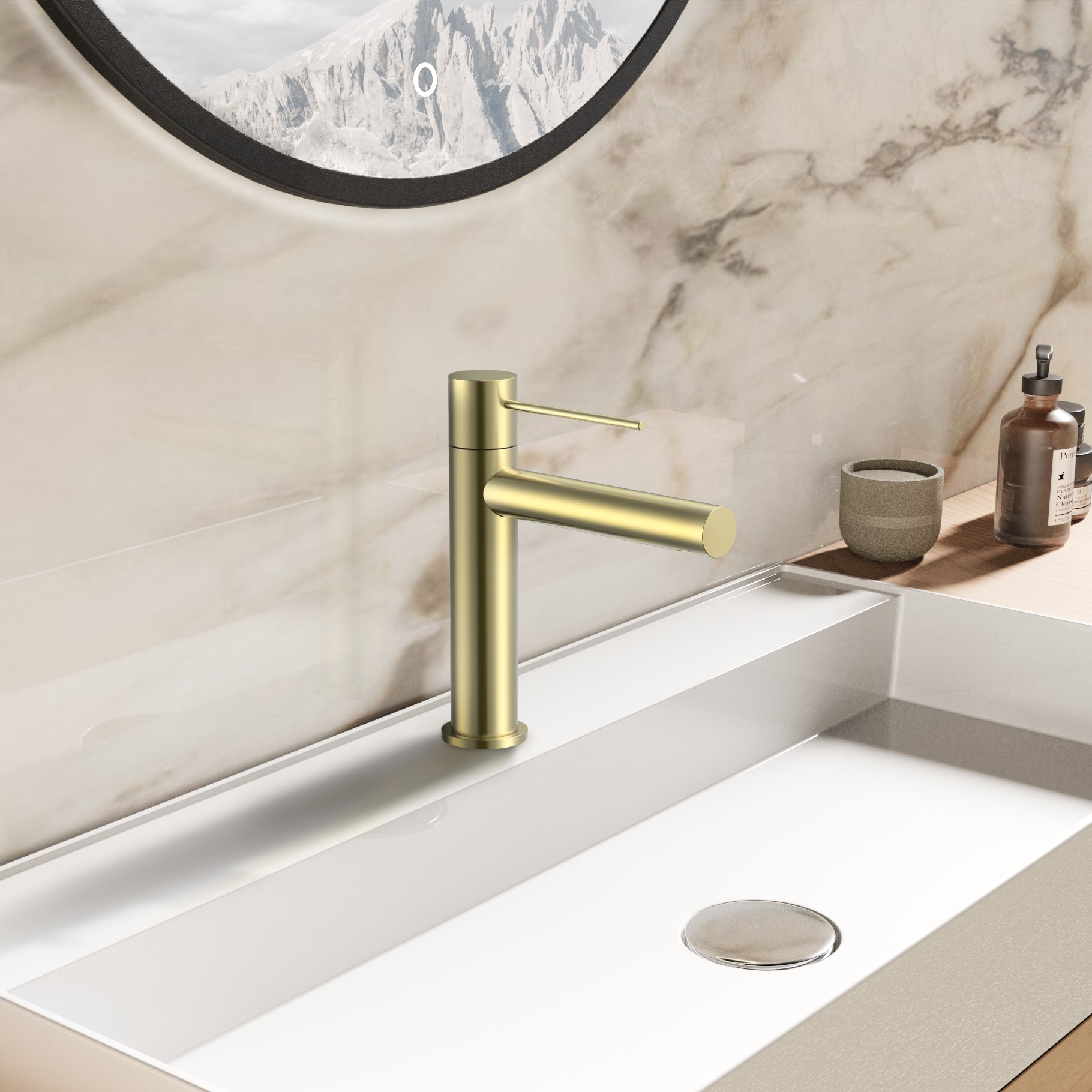 Смеситель для раковины Vincea Aspire VBF-4AS01BG золото матовое